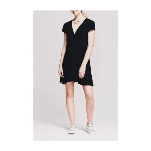 Mossimo Black Wrap Short Dress Size M Short-Sleeve V-Neck - Picture 1 of 7